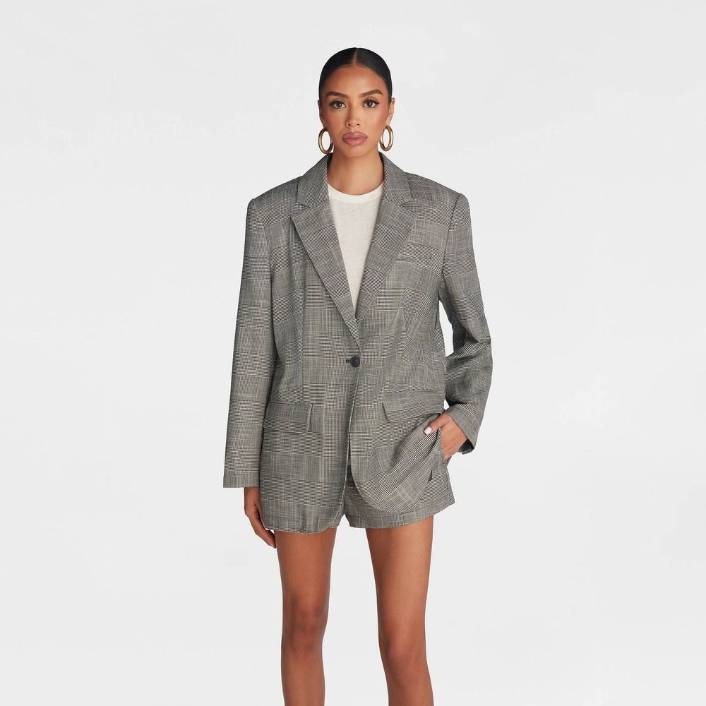 KBB KAHLANA‎ Target Women's M Medium The Deconstructed Blazer Gray Plaid Jacket